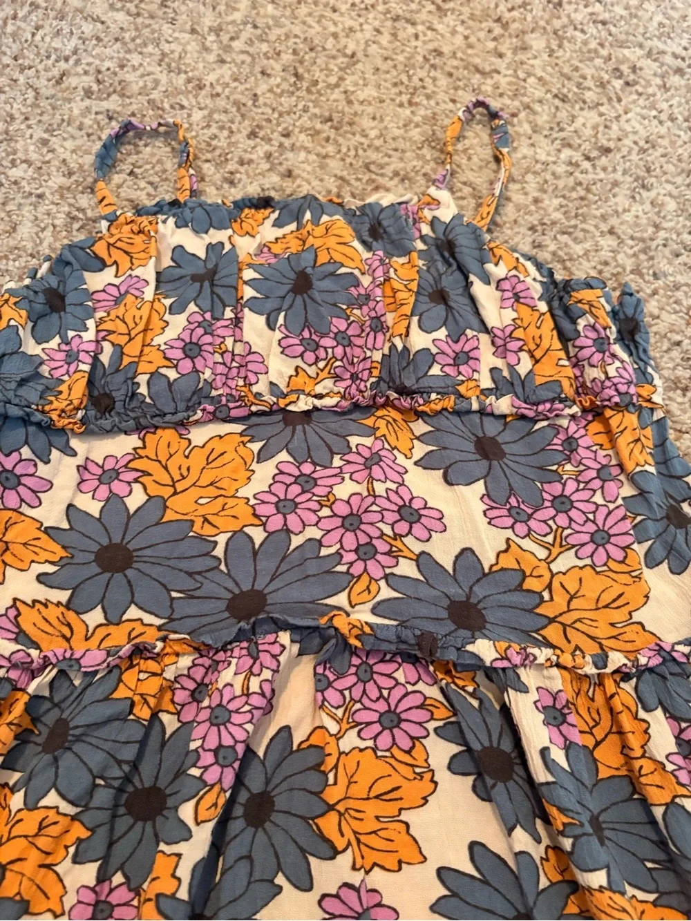 Treasure & Bond Girls Floral Dress in Orange, Pink & Blue